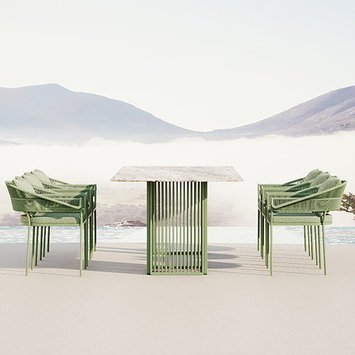 Simple Aluminum Woven Green Series Dining Set KMD18016