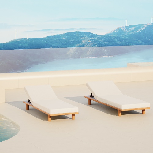 High-end Outdoor Solid Teak Sun Lounger KMD18003