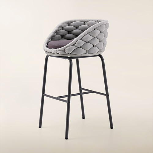 Luxury Aluminum Rope Woven Outdoor Bar Set With Stools KM7203