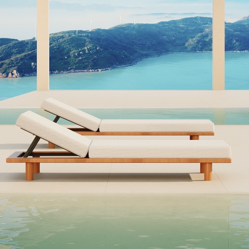 High-end Outdoor Solid Teak Sun Lounger KMD18003