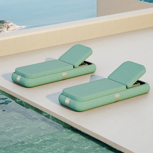 Lake Green Fabric Single Sun Lounger KMD18008