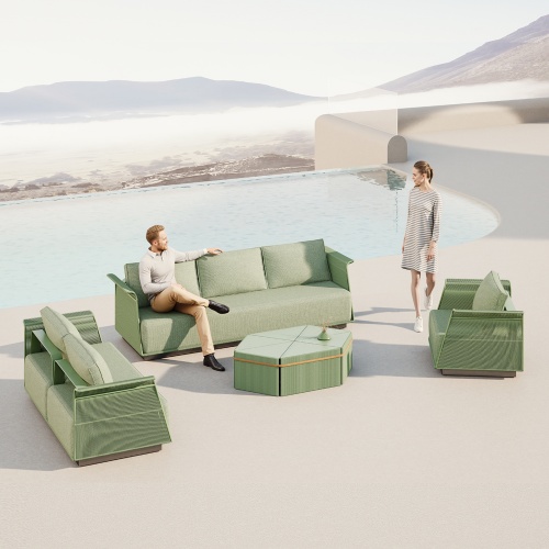 Aluminum Turquoise Series 4-Piece Outdoor Sofa Set KMD18006