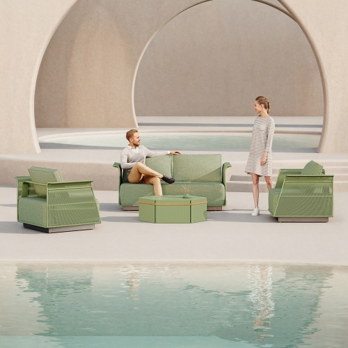 Aluminum Turquoise Series 4-Piece Outdoor Sofa Set KMD18006