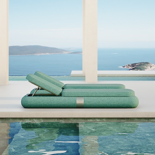 Lake Green Fabric Single Sun Lounger KMD18008