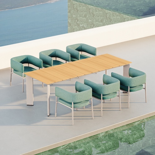 Lake Green Fabric 6-Person Outdoor Dining Set KMD18008
