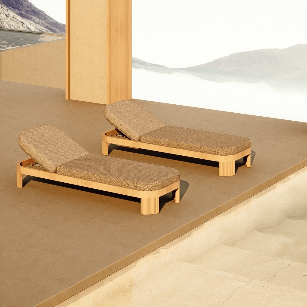 Luxury Teak Outdoor Sun Loungers KMD18009