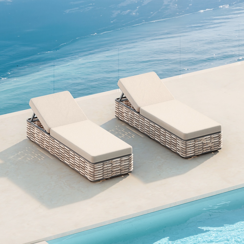 Aluminum Rattan Woven Sun Lounger KMD18004