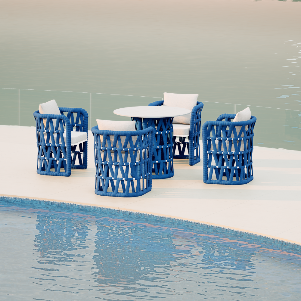 Blue EQ Rope Woven Outdoor Dining Set KMD18005