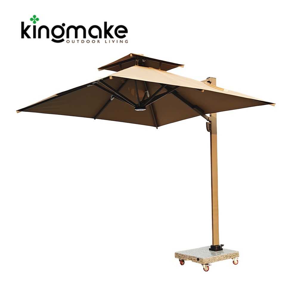 High-end Aluminum LED Square Cantilever Umbrellas KMS8601-6B 
