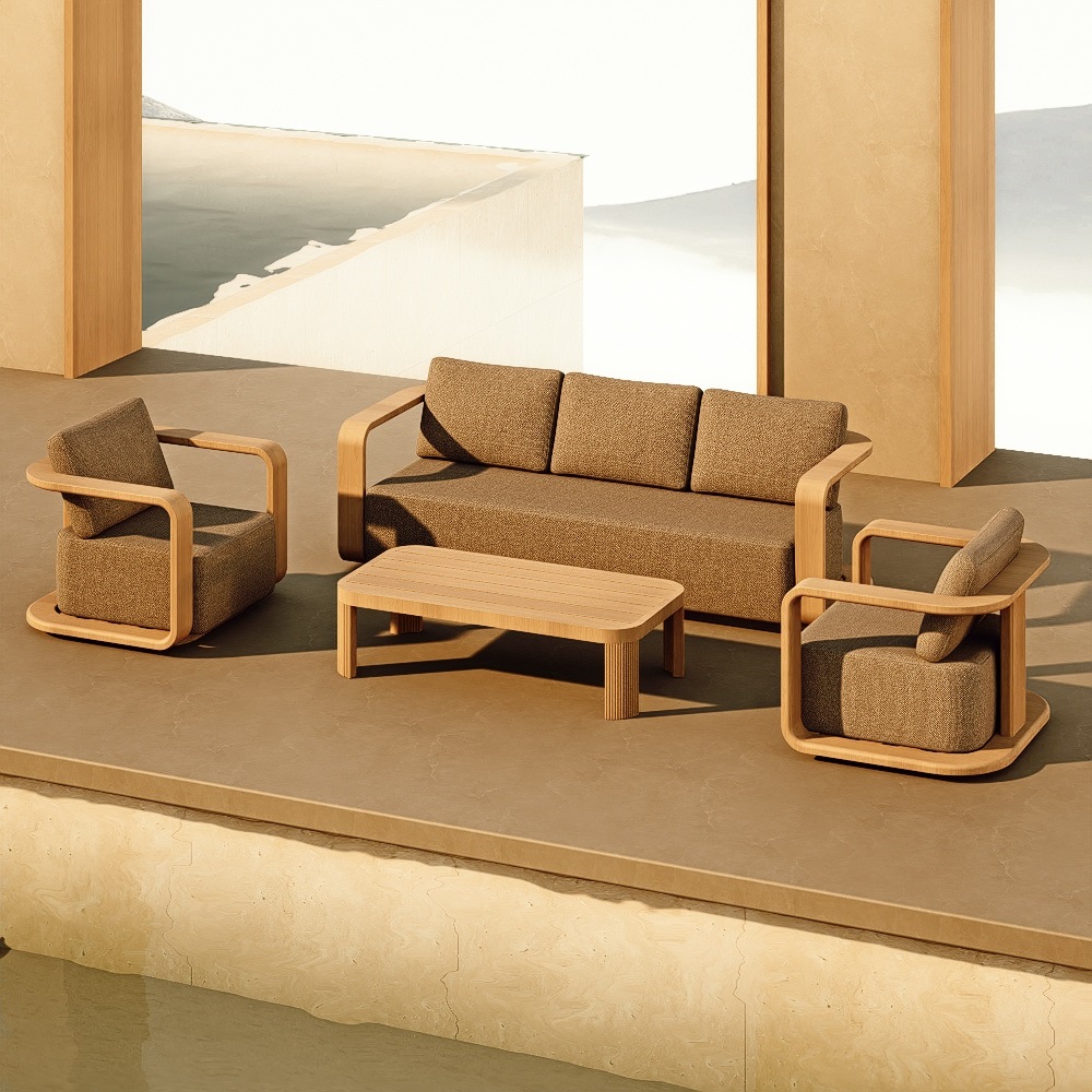 Solid Teak Wood 4-Piece Garden Sofa Set KMD18009