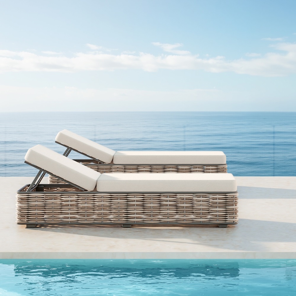 Aluminum Rattan Woven Sun Lounger KMD18004