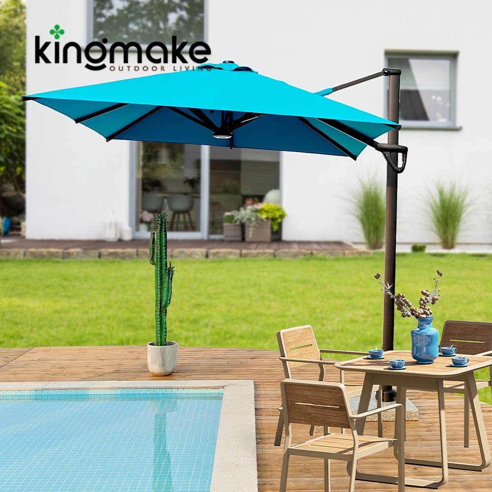 High-end Aluminum LED Square Cantilever Umbrellas KMS8609A 