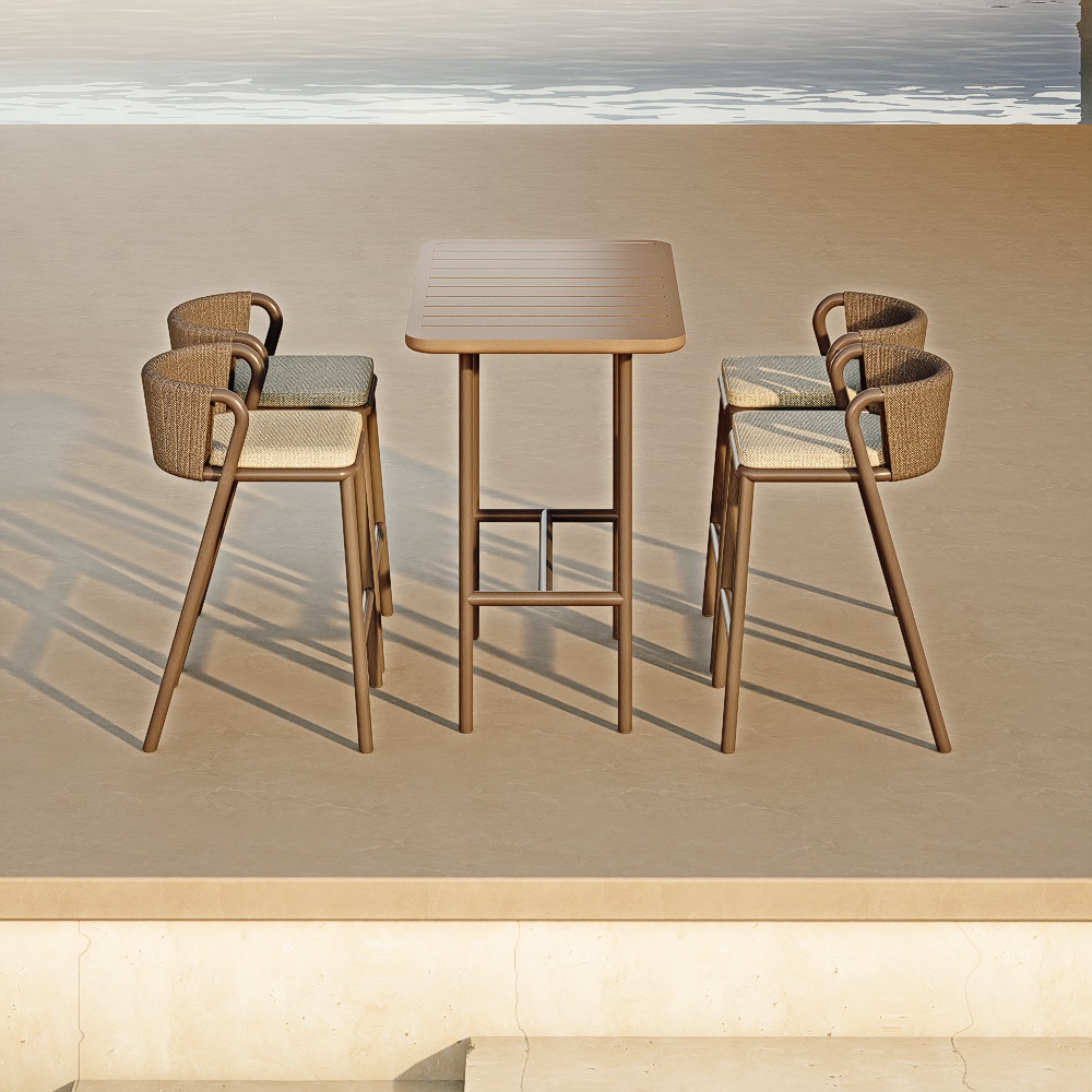 Modern Aluminum Woven Outdoor Bar Furniture KMD18010