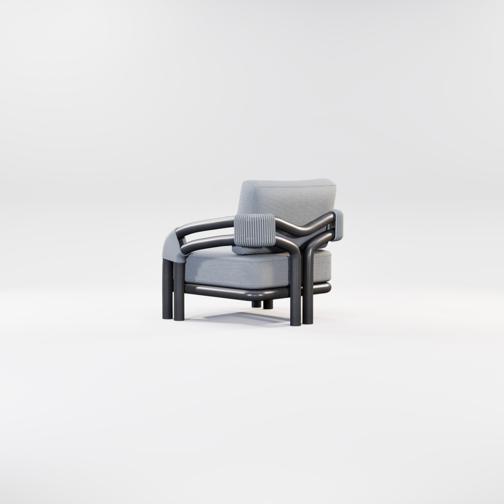 Modern Aluminum Pipeline Collection Single Sofa KM18015