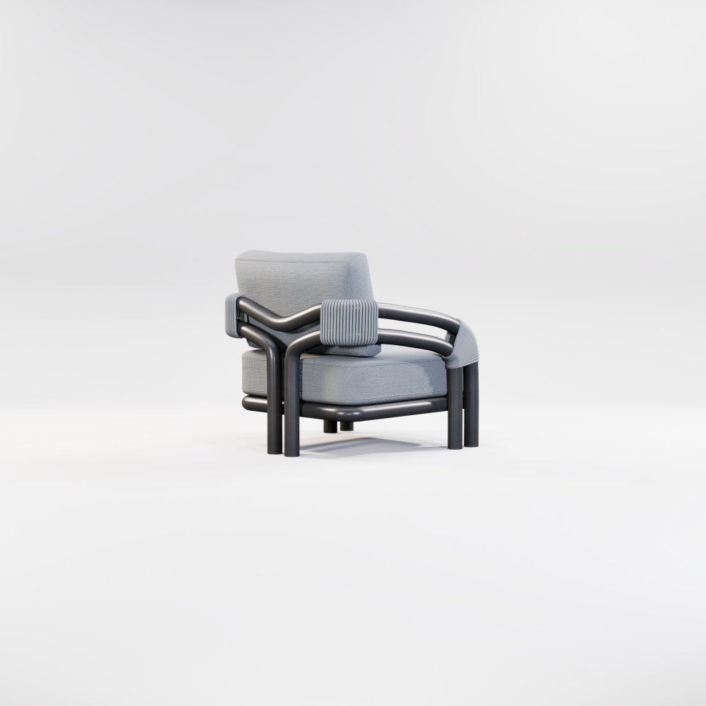 Modern Aluminum Pipeline Collection Single Sofa KM18015