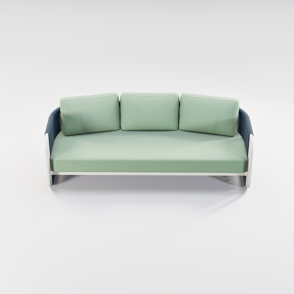 Modern Aluminum URound Collection Three-Seater Sofa KM18014