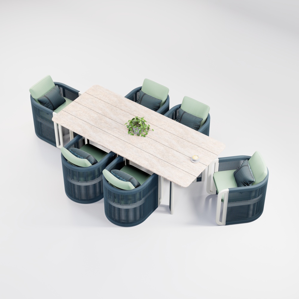 Modern Aluminum URound Collection Dining Set KM18014