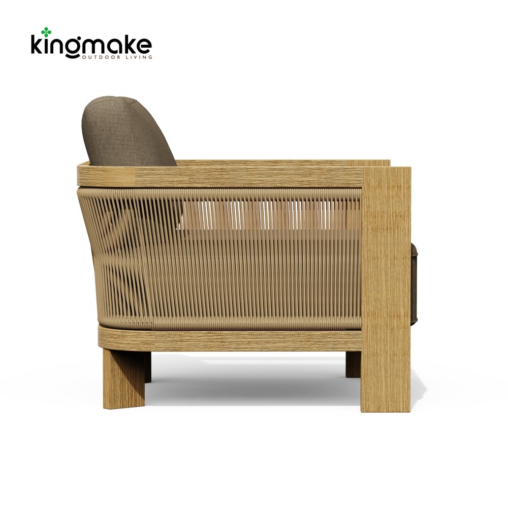 Modern Wood Grain Powder-Coated Aluminum Single Sofa KMD18024