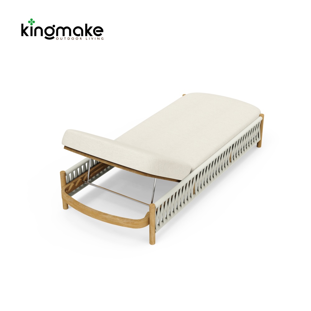 Modern Wooden Powder-Coated Aluminum Sun Lounger KMD18028