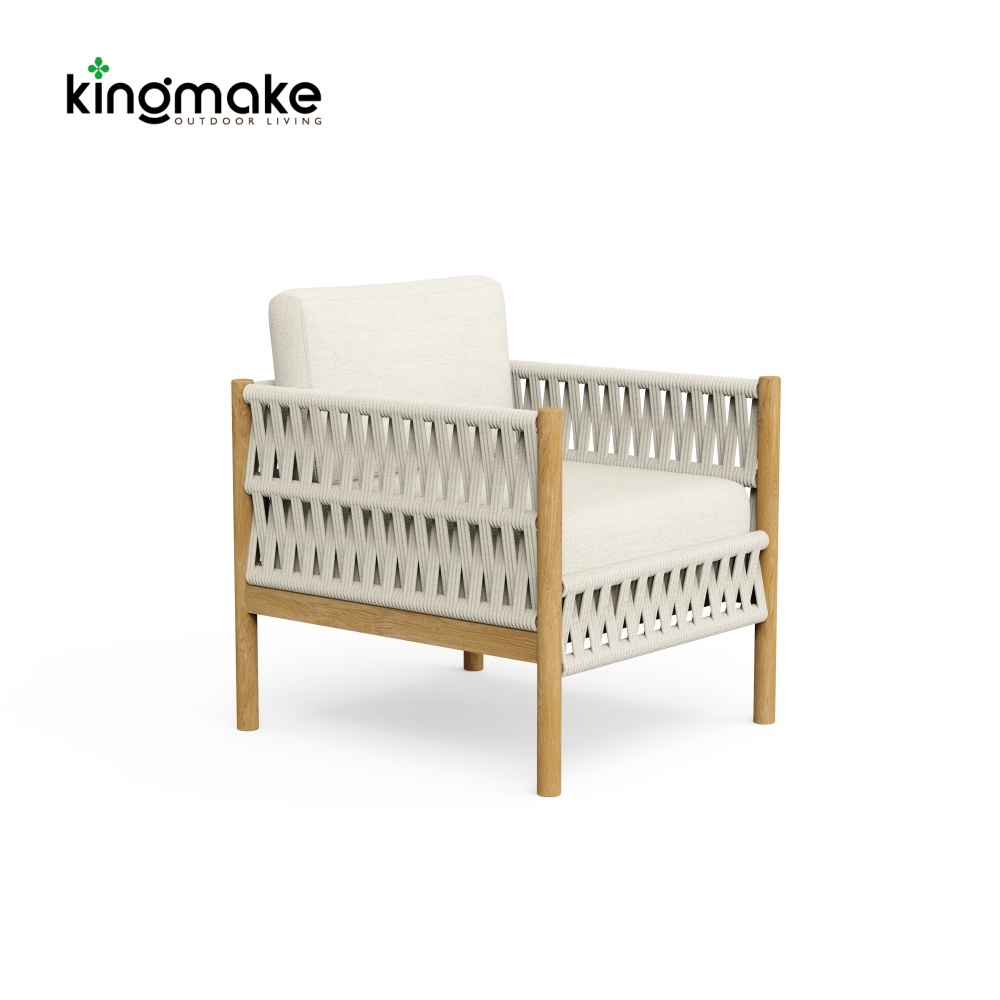 Modern Wooden Powder-Coated Aluminum Outdoor Chair KMD18028