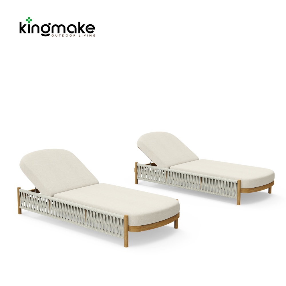 Modern Wooden Powder-Coated Aluminum Sun Lounger KMD18028