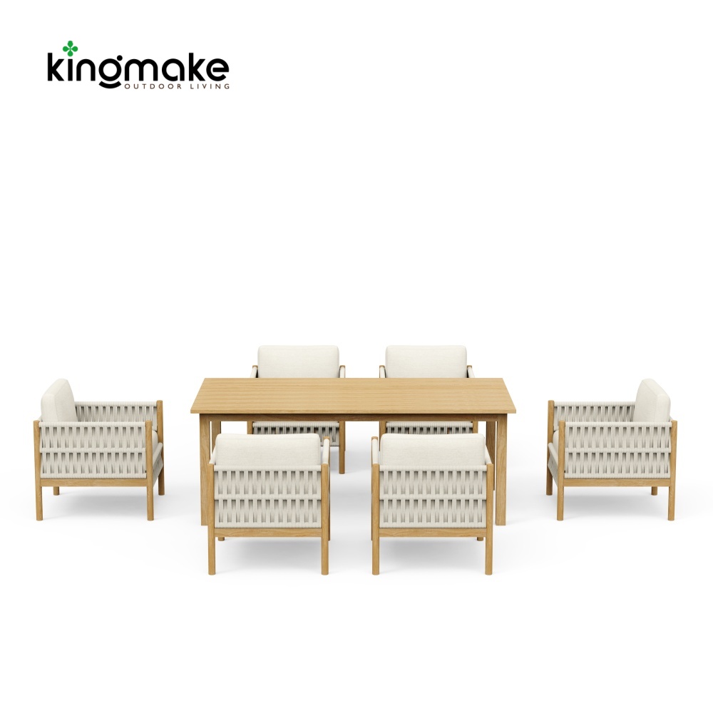 Modern Wooden Powder-Coated Aluminum Outdoor Dining Set KMD18028