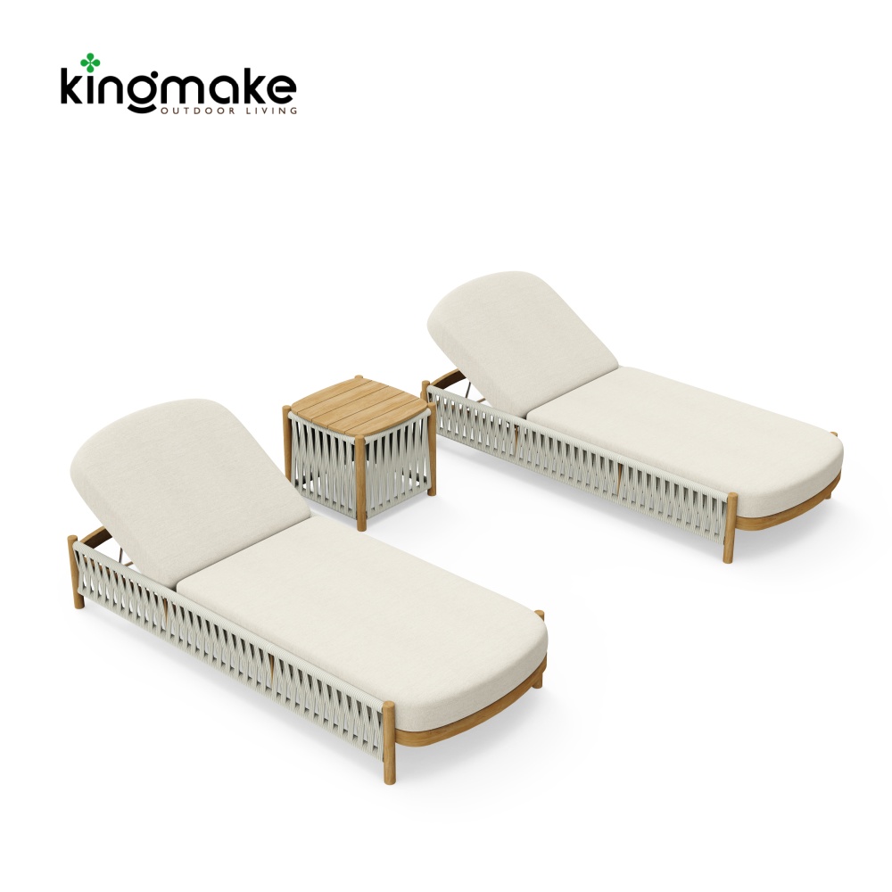 Modern Wooden Powder-Coated Aluminum Sun Lounger KMD18028