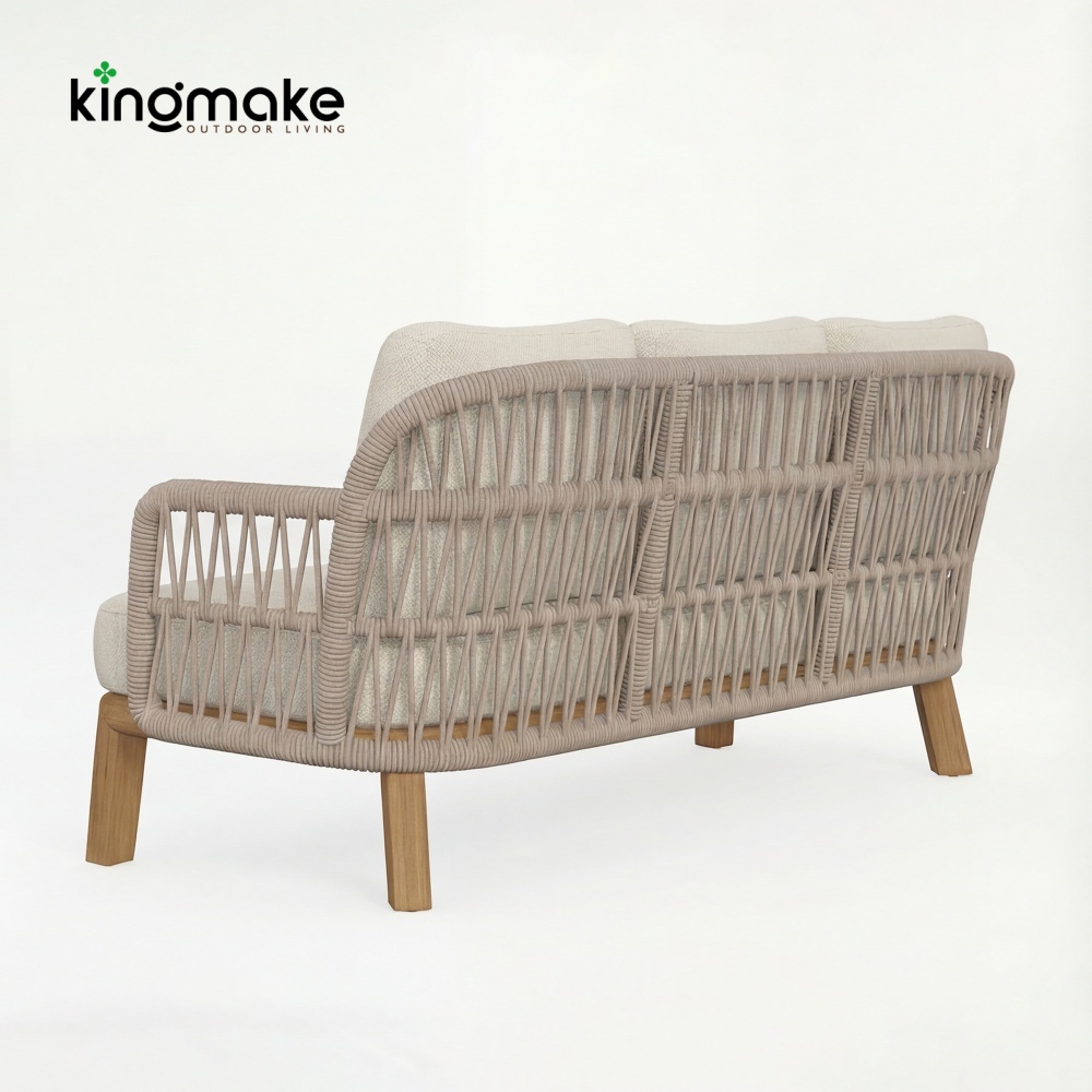modern teak woven kordi collection three-seater sofa