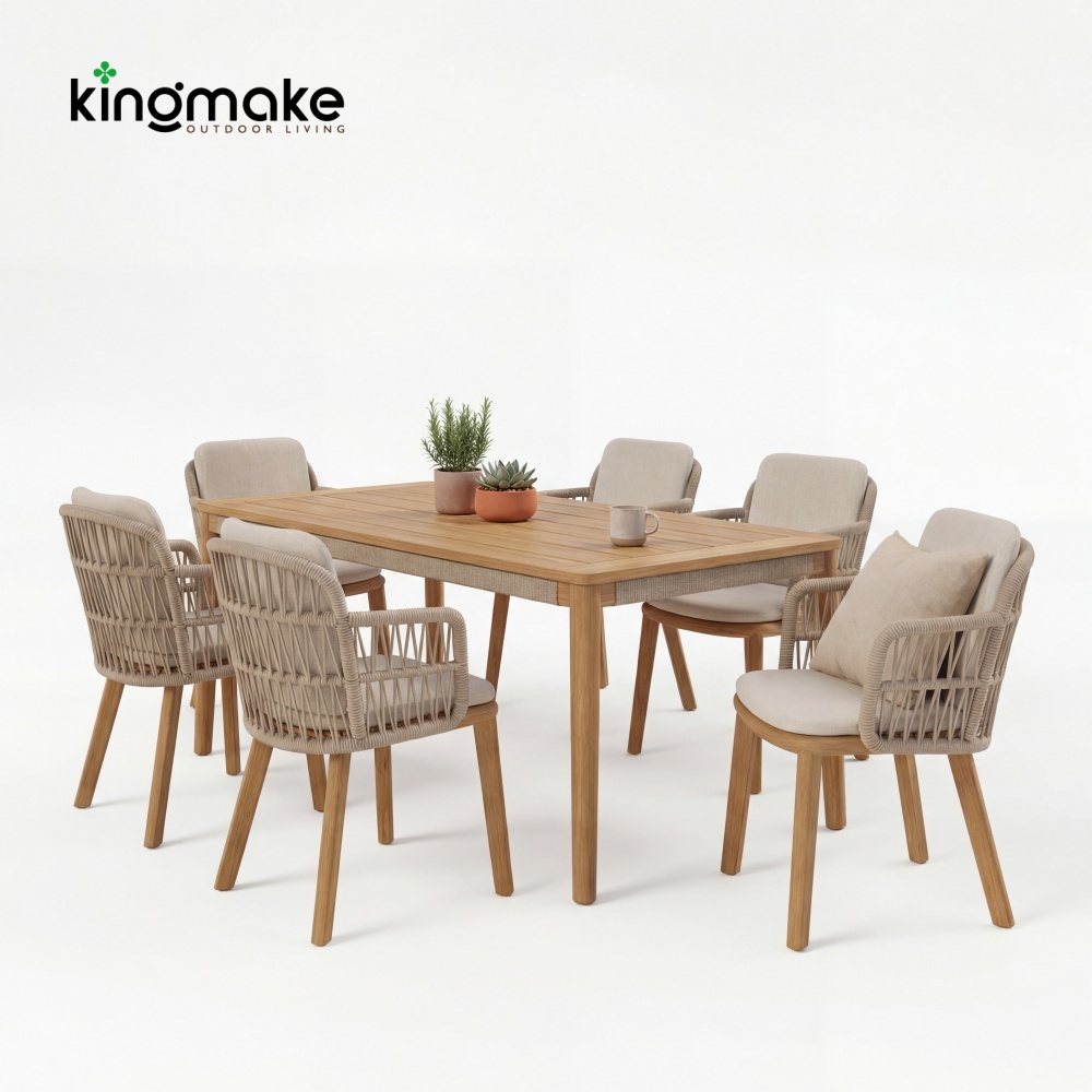 modern teak woven kordi collection dining set 