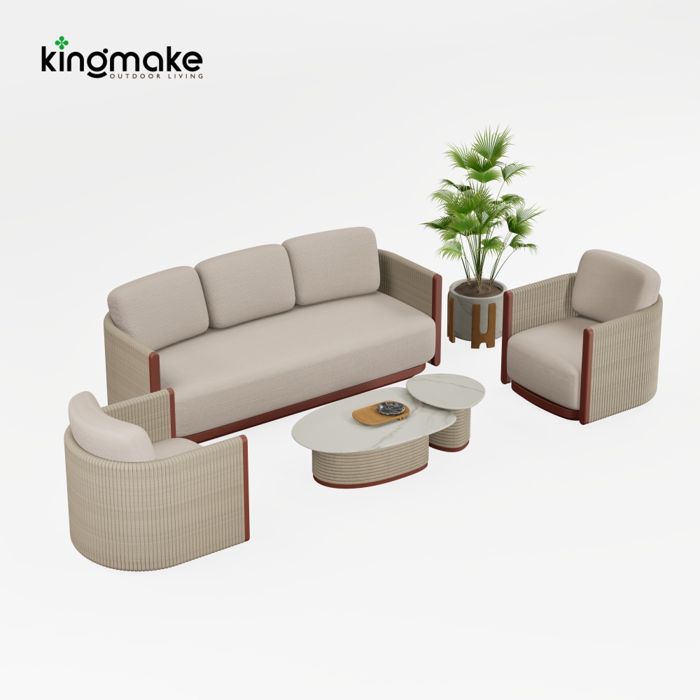 Modern Teak Woven Outdoor Sofa KMD18041