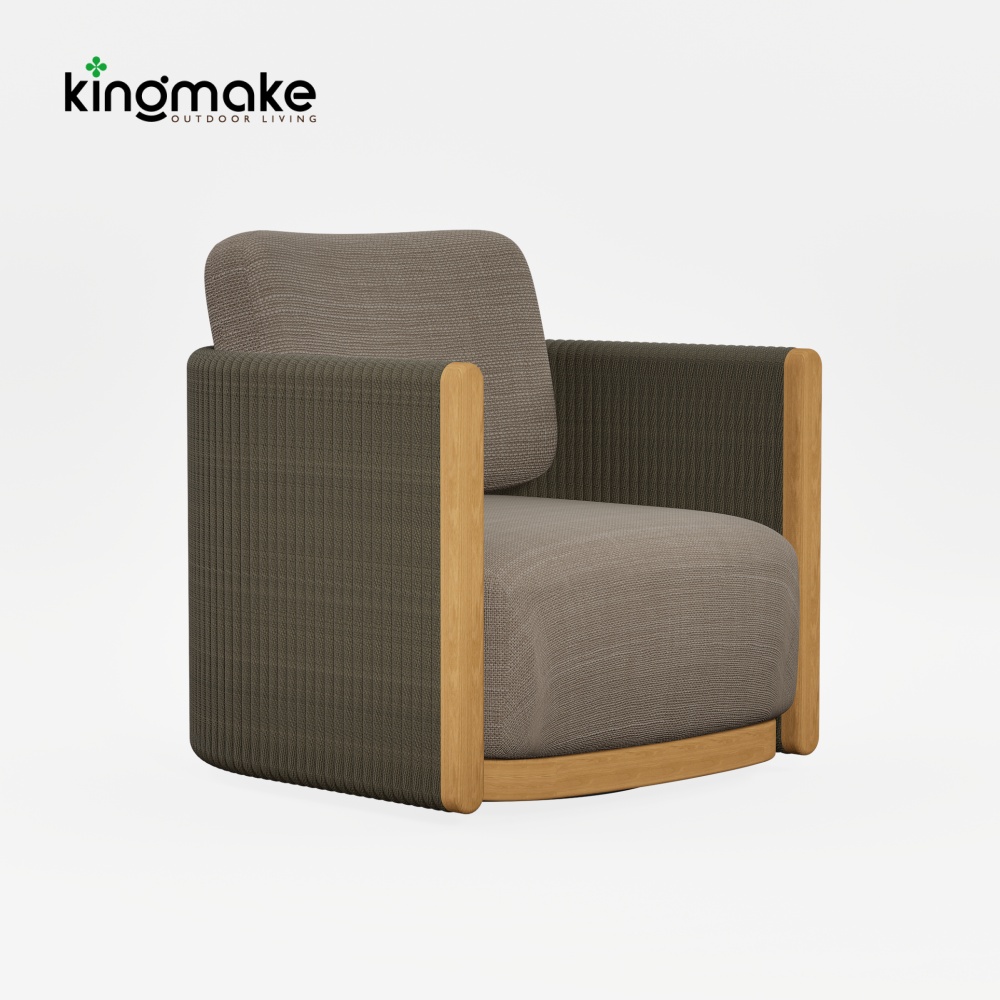 Modern Teak Woven Rotating Single Sofa KMD18041