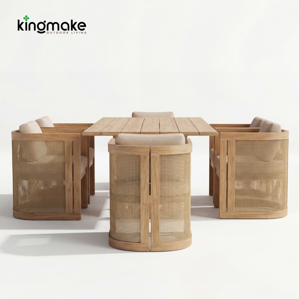 wood grain aluminum capri collection dining set