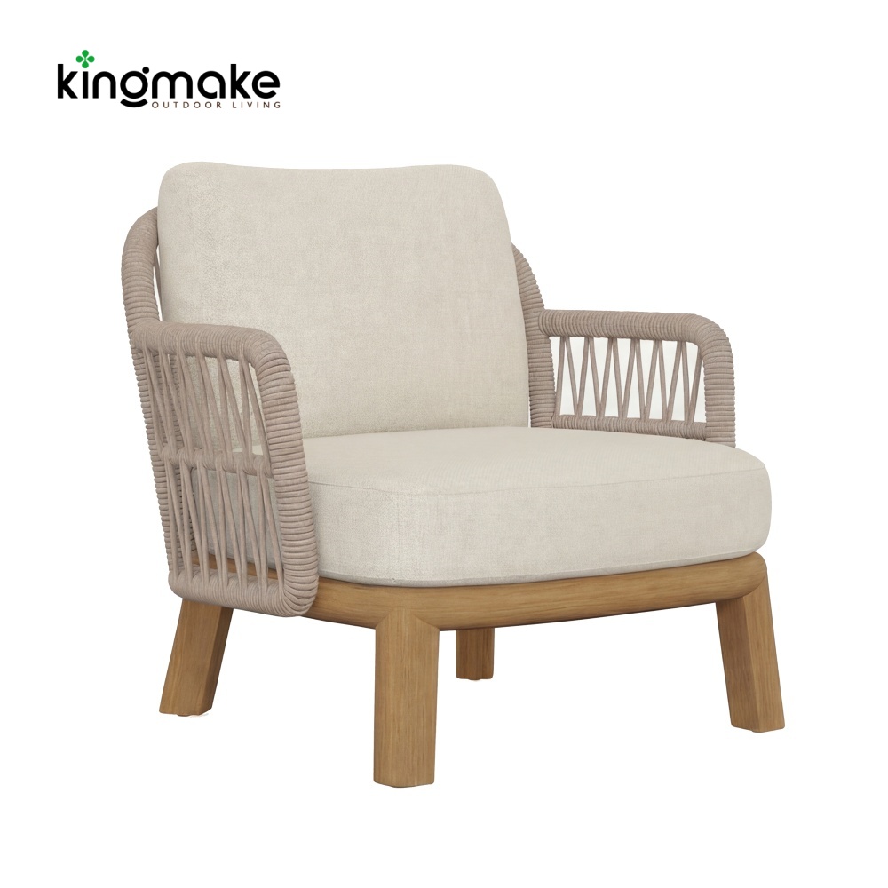 modern teak woven kordi collection single sofa