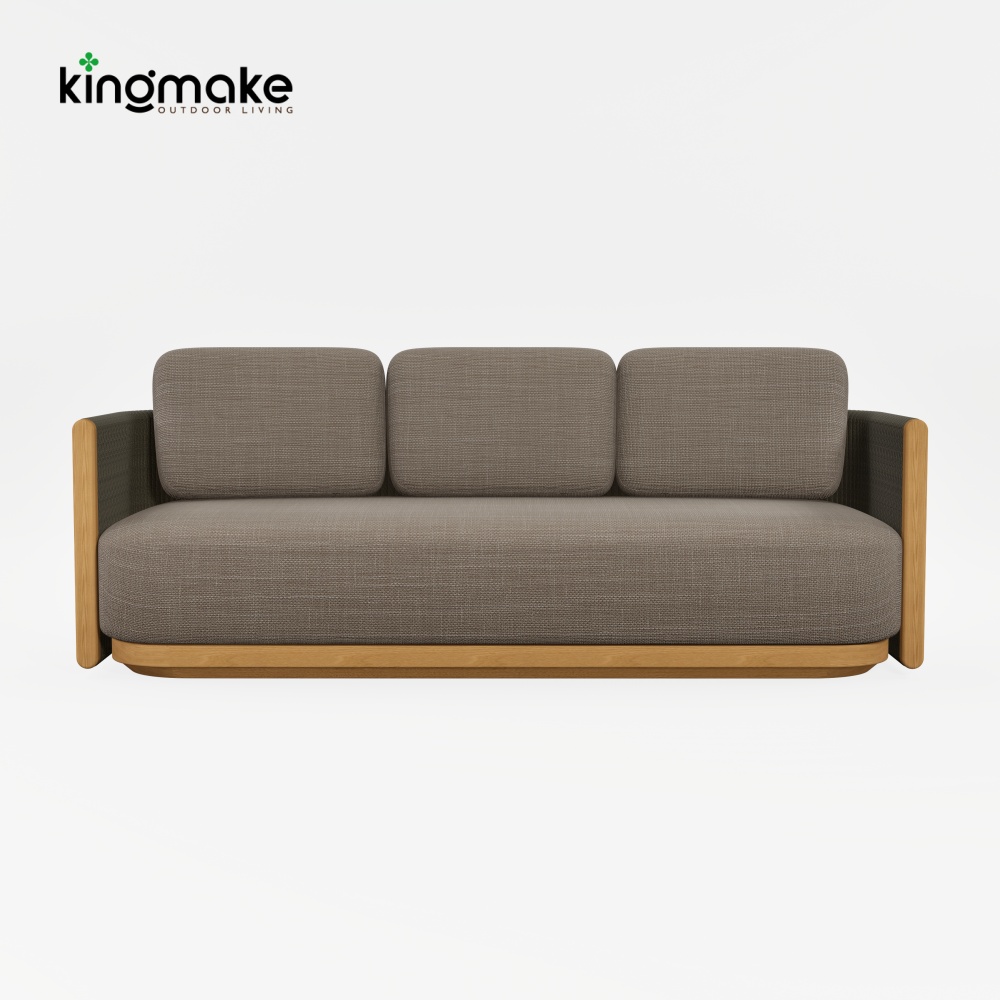 Modern Teak Woven Outdoor Three-Seater Sofa KMD18041