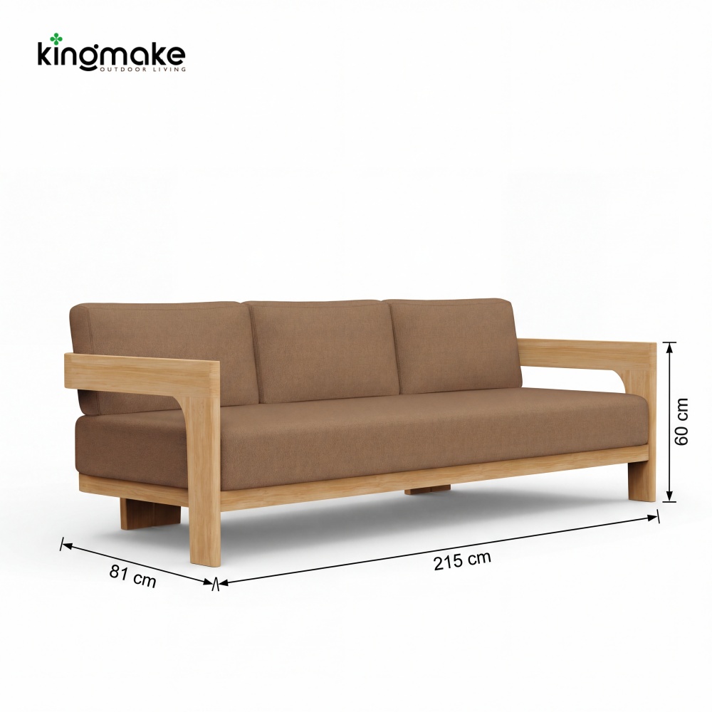luxury teak malta collection three‑seater sofa