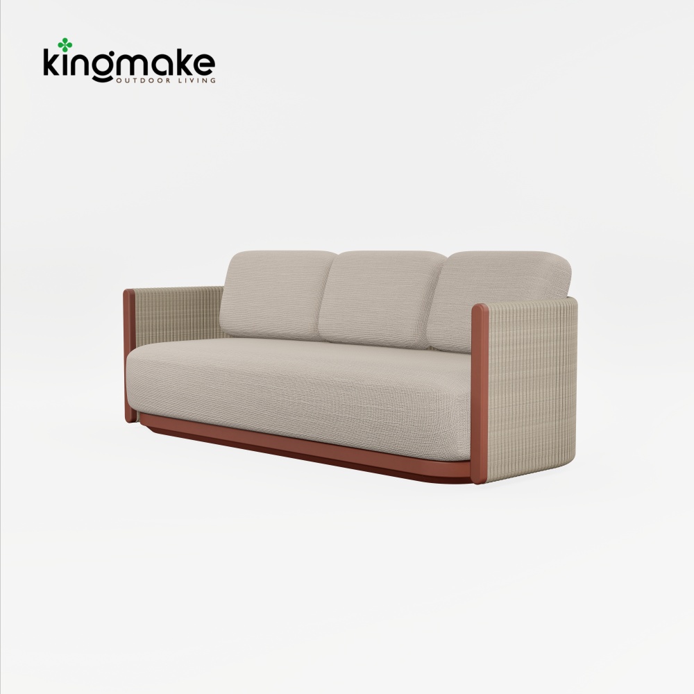 Modern Teak Woven Outdoor Three-Seater Sofa KMD18041