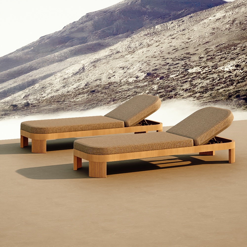 solid teak wood sun lounger kmd18009