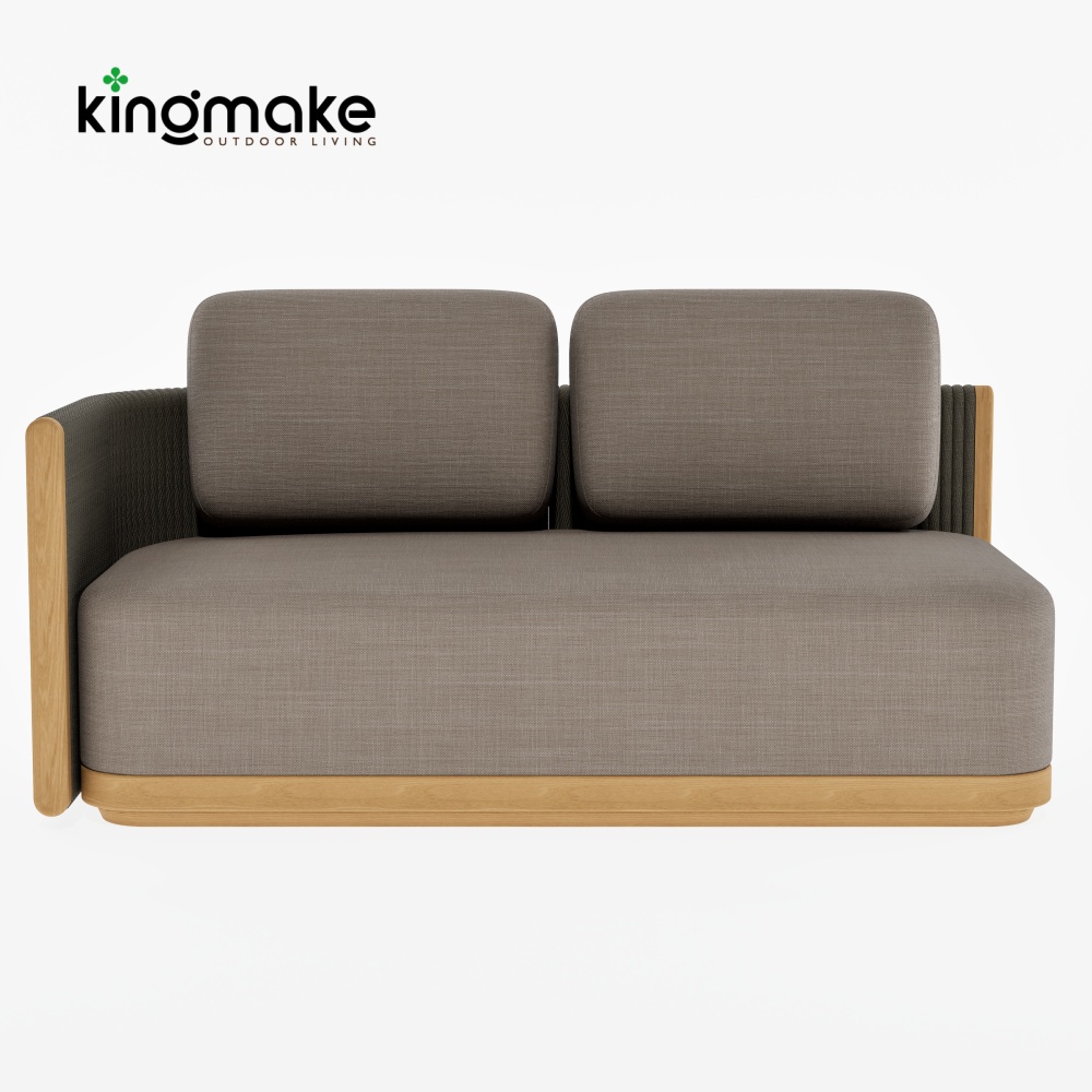 Modern Woven Rope Modular Outdoor Sofa Set with Teak Wood Frame