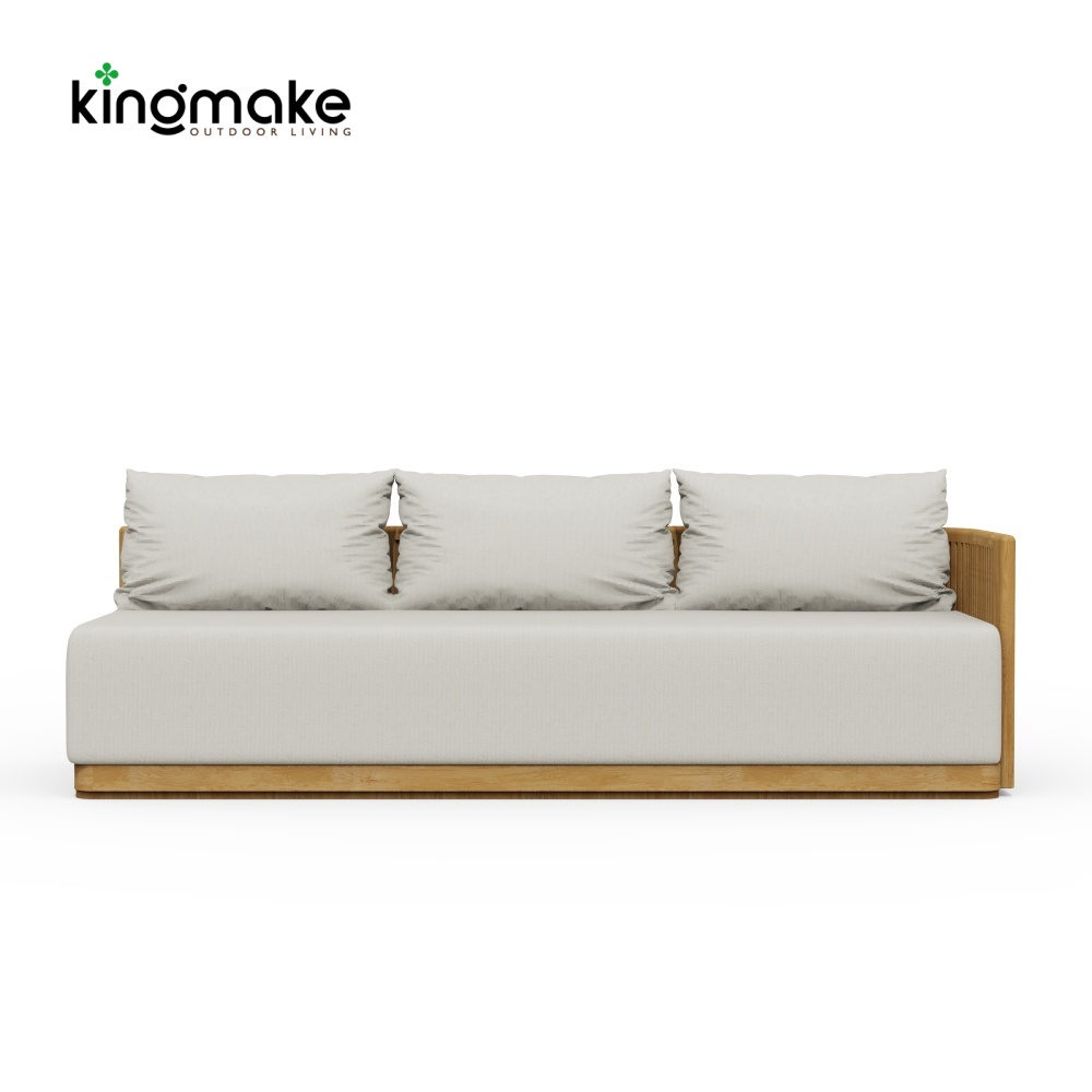 Modern Teak Wood L-Shaped Modular Sectional Sofa Set