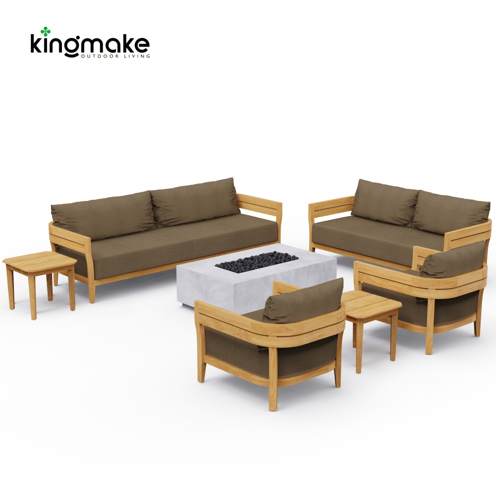 Cima Collection Teak Outdoor Three-Seater Sofa
