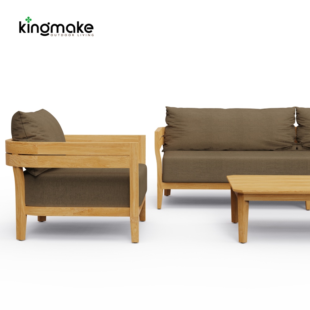 Cima Collection Teak Outdoor Three-Seater Sofa