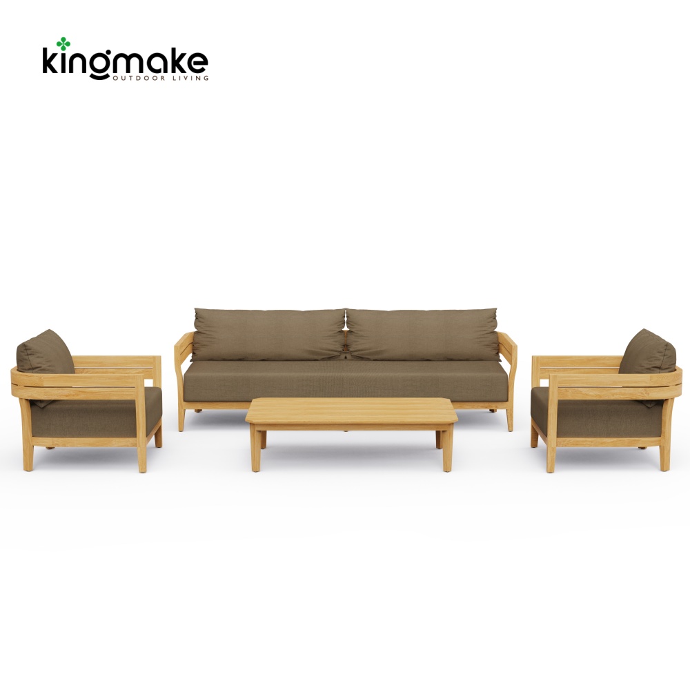 Cima Collection Teak Outdoor Three-Seater Sofa