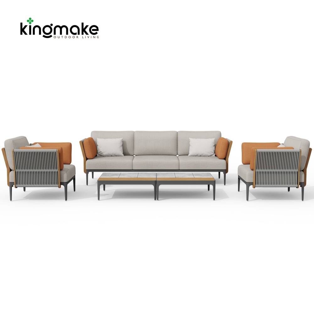 Albert Collection Rope Weave Aluminum Conversation Sofa Set