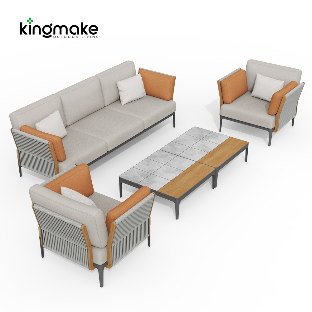 Albert Collection Rope Weave Aluminum Conversation Sofa Set