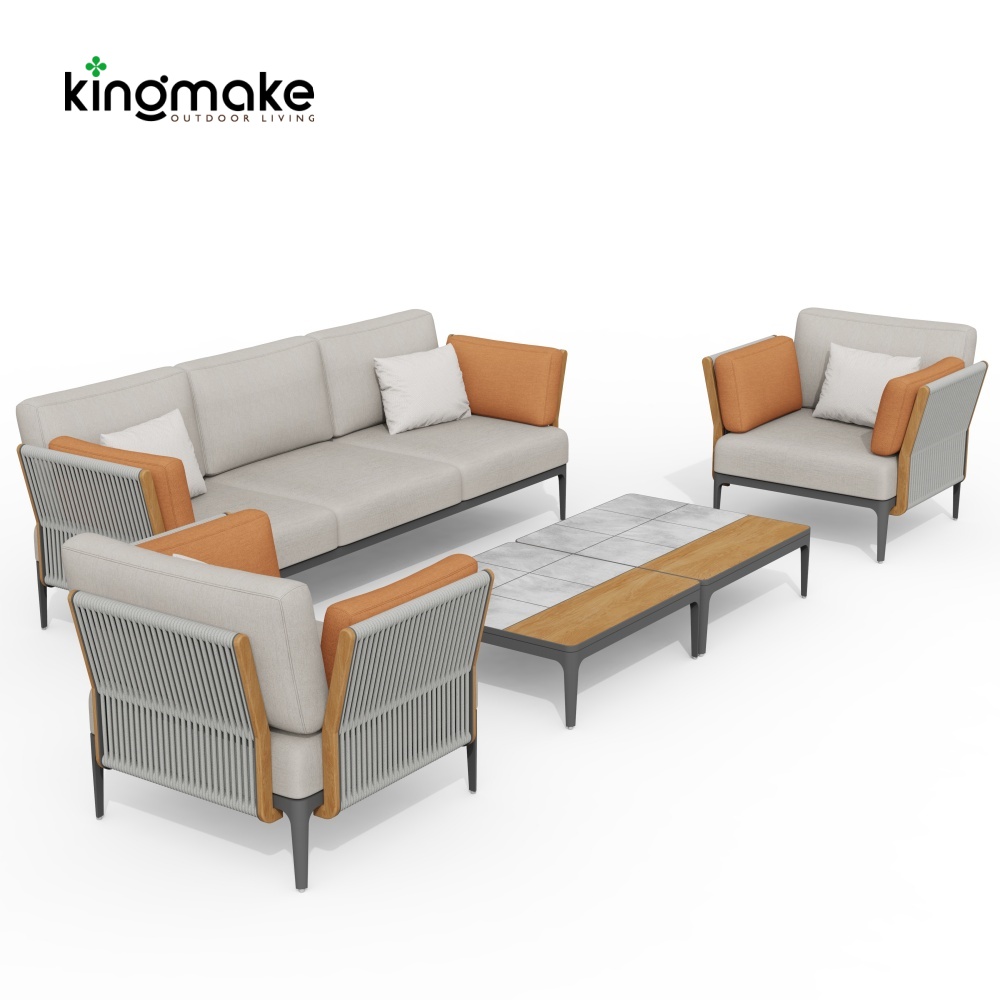 Albert Collection Rope Weave Aluminum Conversation Sofa Set