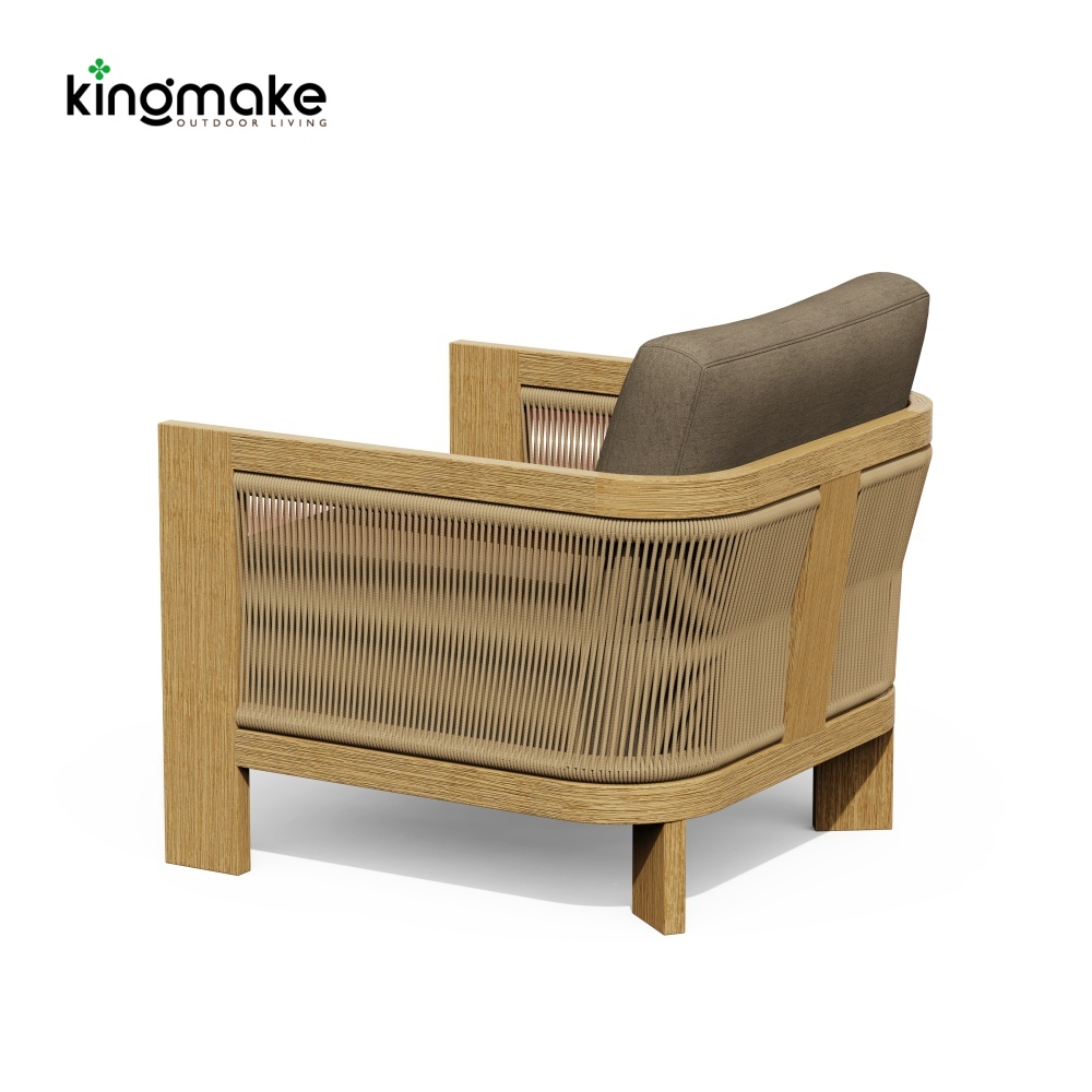 Modern Wood Grain Powder-Coated Aluminum Single Sofa KMD18024