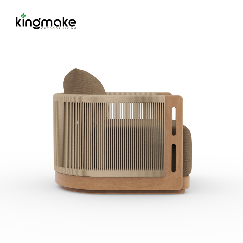 Laguna Collection Teak Outdoor Armchair with Hand-Woven Rope