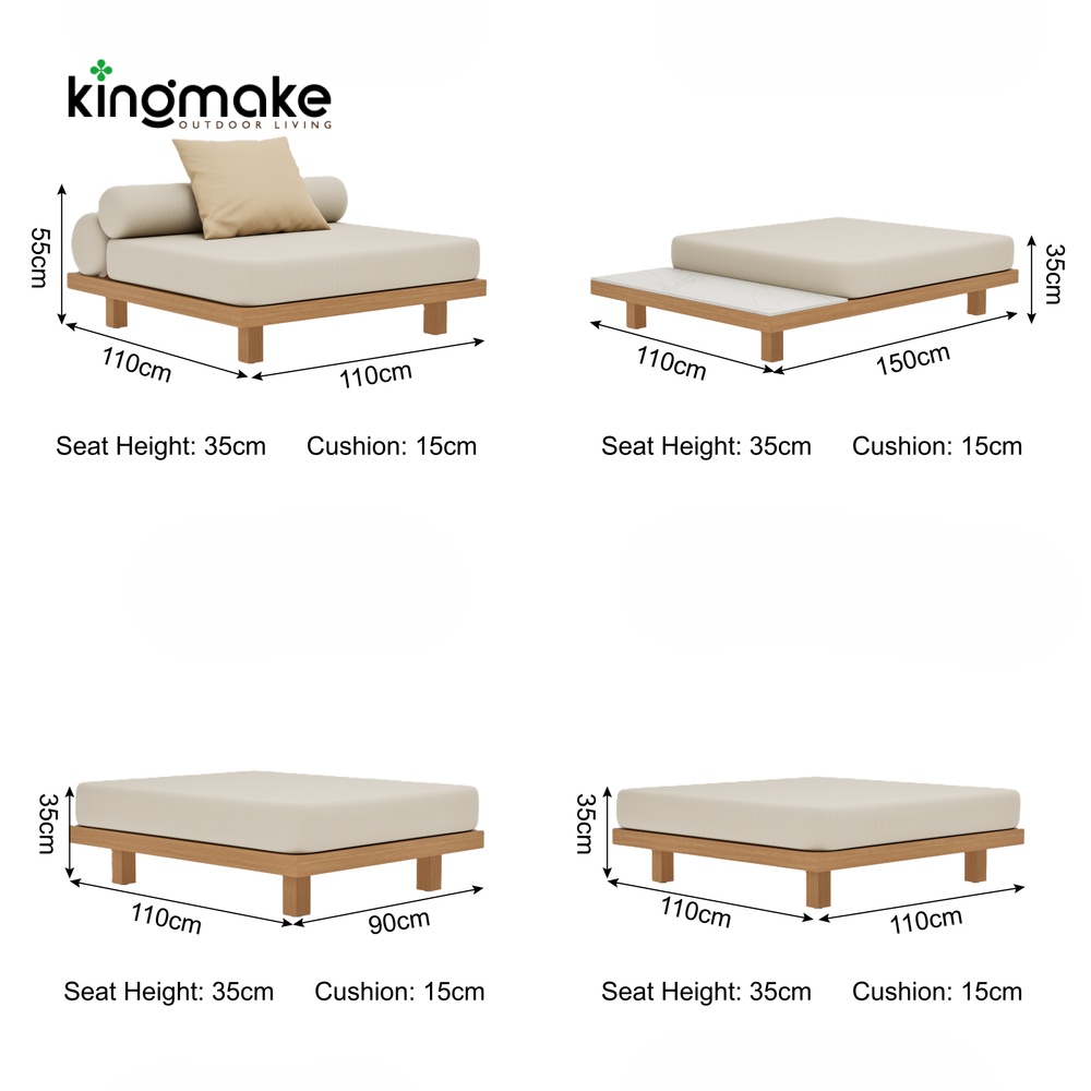 Duvo Collection Modern Teak Corner Sofa Set