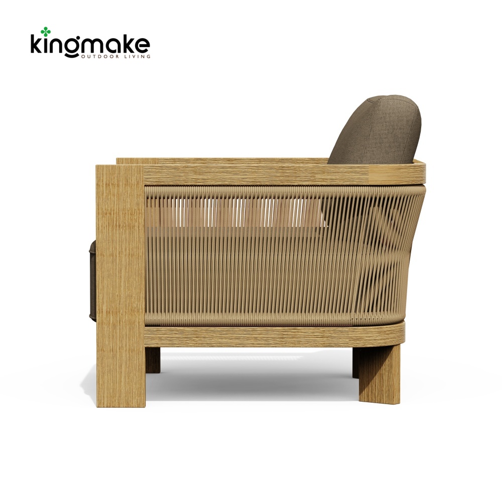 Modern Wood Grain Powder-Coated Aluminum Single Sofa KMD18024