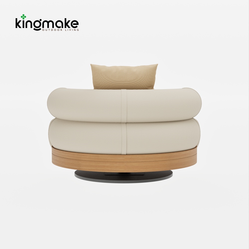 Duvo Collection Modern Teak Round Swivel Sofa